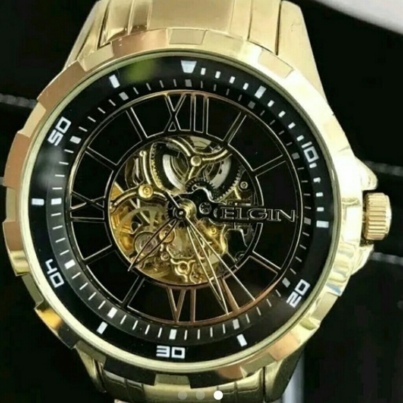 14K GOLD STAINLESS STEEL ELGIN WATCH - Picture 1 of 2